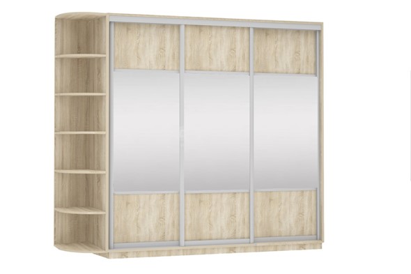 Шкаф 3-х створчатый Экспресс (Комби), со стеллажом 2100х600х2400, дуб сонома в Салехарде - изображение