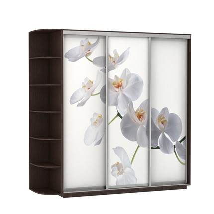 Шкаф 3-х створчатый Экспресс со стеллажом, 2400х600х2200, Орхидея белая/венге в Салехарде - изображение