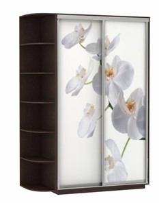 Шкаф 2-х створчатый Хит, 1500x600x2200, фотопечать, со стеллажом, белая орхидея, венге в Салехарде - предосмотр