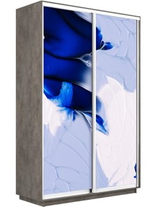 Шкаф Экспресс 1200x450x2200, Абстракция бело-голубая/бетон в Салехарде