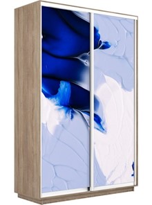 Шкаф Экспресс 1200x450x2200, Абстракция бело-голубая/дуб сонома в Салехарде - предосмотр