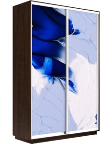 Шкаф 2-х створчатый Экспресс 1200x450x2200, Абстракция бело-голубая/венге в Салехарде - предосмотр