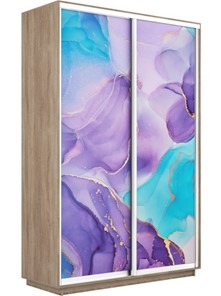 Шкаф 2-дверный Экспресс 1200x450x2200, Абстракция фиолетовая/дуб сонома в Салехарде - предосмотр
