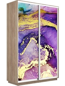 Шкаф Экспресс 1200x450x2200, Абстракция фиолетово-золотая/дуб сонома в Салехарде - предосмотр