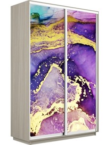 Шкаф 2-х дверный Экспресс 1200x450x2200, Абстракция фиолетово-золотая/шимо светлый в Салехарде