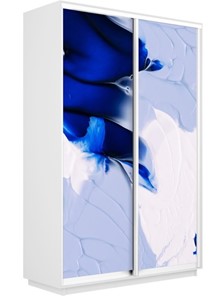 Шкаф 2-х створчатый Экспресс 1200x450x2400, Абстракция бело-голубая/белый снег в Салехарде