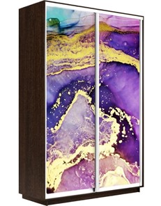 Шкаф 2-х створчатый Экспресс 1200x450x2400, Абстракция фиолетово-золотая/венге в Салехарде