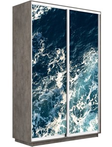 Шкаф 2-створчатый Экспресс 1200x450x2400, Морские волны/бетон в Салехарде