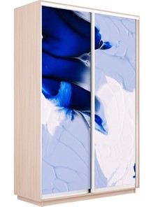 Шкаф 2-дверный Экспресс 1200x600x2400, Абстракция бело-голубая/дуб молочный в Салехарде