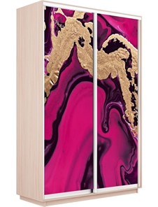 Шкаф 2-х дверный Экспресс 1200x600x2400, Абстракция розовая/дуб молочный в Салехарде - предосмотр