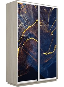 Шкаф 2-х створчатый Экспресс 1400x450x2200, Абстракция золотая пыль/шимо светлый в Салехарде