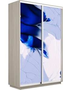Шкаф-купе Экспресс 1400x450x2400, Абстракция бело-голубая/шимо светлый в Салехарде