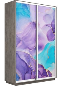 Шкаф двухдверный Экспресс 1400x450x2400, Абстракция фиолетовая/бетон в Салехарде