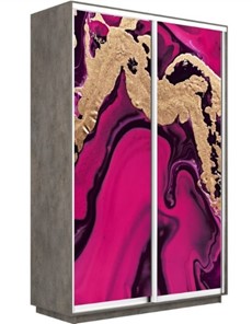 Шкаф 2-дверный Экспресс 1400x450x2400, Абстракция розовая/бетон в Салехарде