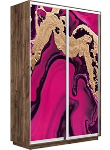 Шкаф 2-створчатый Экспресс 1400x600x2200, Абстракция розовая/дуб табачный в Салехарде