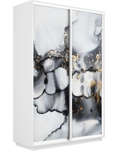 Шкаф 2-х дверный Экспресс 1400x600x2200, Абстракция серая/белый снег в Салехарде - предосмотр