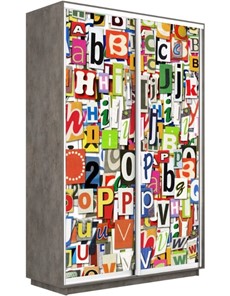 Шкаф 2-створчатый Экспресс 1400x600x2200, Буквы/бетон в Салехарде - предосмотр