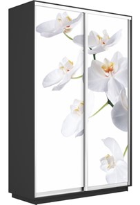 Шкаф 2-х створчатый Экспресс 1400x600x2200, Орхидея белая/серый диамант в Салехарде