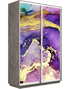 Шкаф Экспресс 1400x600x2400, Абстракция фиолетово-золотая/бетон в Салехарде