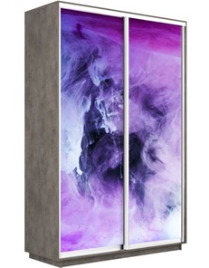 Шкаф 2-х створчатый Экспресс 1400x600x2400, Фиолетовый дым/бетон в Салехарде - предосмотр