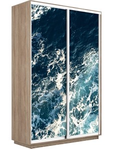 Шкаф 2-створчатый Экспресс 1400x600x2400, Морские волны/дуб сонома в Салехарде
