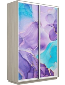 Шкаф 2-х дверный Экспресс 1600x450x2200, Абстракция фиолетовая/шимо светлый в Салехарде - предосмотр
