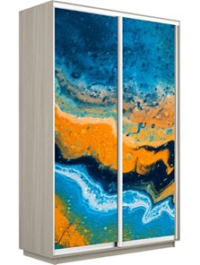 Шкаф 2-дверный Экспресс 1600x450x2200, Абстракция оранжево-голубая/шимо светлый в Салехарде