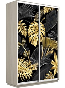 Шкаф 2-х дверный Экспресс 1600x450x2400, Листья золото/шимо светлый в Салехарде