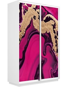 Шкаф 2-х створчатый Экспресс 1600x600x2200, Абстракция розовая/белый снег в Салехарде