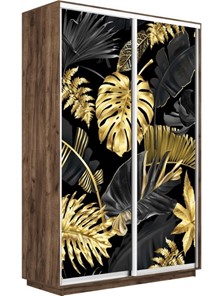 Шкаф 2-дверный Экспресс 1600x600x2200, Листья золото/дуб табачный в Салехарде