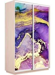 Шкаф 2-створчатый Экспресс 1600x600x2400, Абстракция фиолетово-золотая/дуб молочный в Салехарде - предосмотр