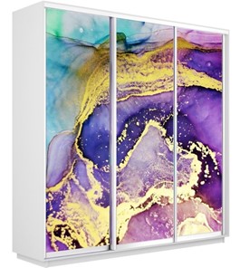 Шкаф Экспресс 1800х450х2200, Абстракция фиолетово-золотая/белый снег в Лабытнанги