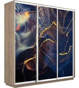 Шкаф 3-дверный Экспресс 1800х450х2200, Абстракция золотая пыль/дуб сонома в Салехарде - предосмотр