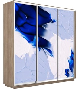 Шкаф 3-х дверный Экспресс 1800х450х2400, Абстракция бело-голубая/дуб сонома в Салехарде