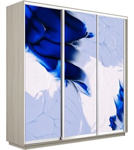 Шкаф 3-створчатый Экспресс 1800х450х2400, Абстракция бело-голубая/шимо светлый в Салехарде - предосмотр