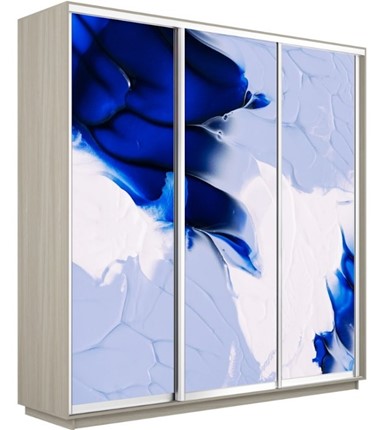 Шкаф 3-створчатый Экспресс 1800х450х2400, Абстракция бело-голубая/шимо светлый в Салехарде - изображение