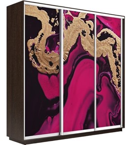 Шкаф 3-х дверный Экспресс 1800х450х2400, Абстракция розовая/венге в Салехарде