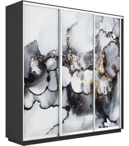 Шкаф 3-х створчатый Экспресс 1800х450х2400, Абстракция серая/серый диамант в Новом Уренгое