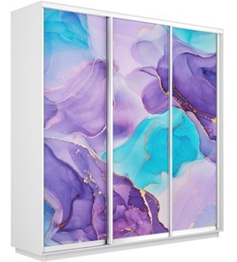 Шкаф 3-дверный Экспресс 1800х600х2200, Абстракция фиолетовая/белый снег в Салехарде