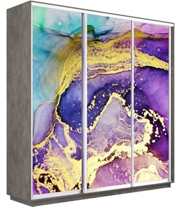Шкаф Экспресс 1800х600х2200, Абстракция фиолетово-золотая/бетон в Салехарде