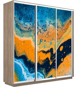 Шкаф Экспресс 1800х600х2200, Абстракция оранжево-голубая/дуб сонома в Салехарде - предосмотр