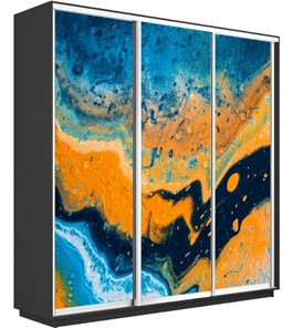 Шкаф Экспресс 1800х600х2200, Абстракция оранжево-голубая/серый диамант в Салехарде