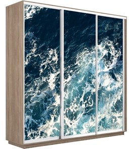 Шкаф 3-створчатый Экспресс 1800х600х2400, Морские волны/дуб сонома в Салехарде - предосмотр
