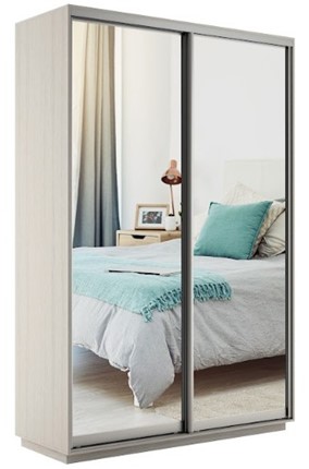 Шкаф 2-х дверный Экспресс (2 зеркала) 1600x600x2200, шимо светлый в Салехарде - изображение