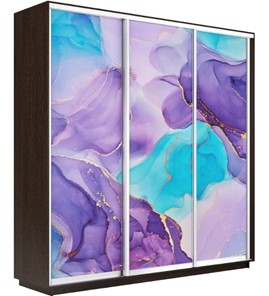 Шкаф 3-створчатый Экспресс 2100х450х2400, Абстракция фиолетовая/венге в Салехарде - предосмотр