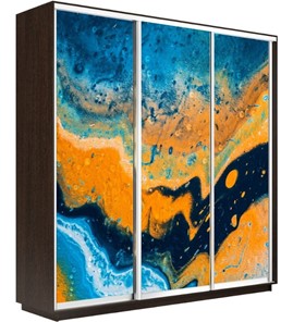 Шкаф 3-дверный Экспресс 2100х600х2200, Абстракция оранжево-голубая/венге в Салехарде