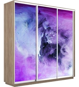 Шкаф 3-дверный Экспресс 2100х600х2200, Фиолетовый дым/дуб сонома в Салехарде