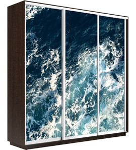 Шкаф 3-х створчатый Экспресс 2100х600х2200, Морские волны/венге в Салехарде