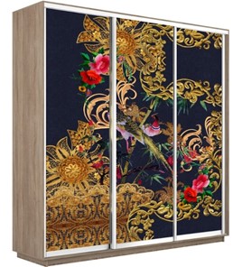 Шкаф 3-дверный Экспресс 2400х450х2400, Золотой орнамент/дуб сонома в Салехарде