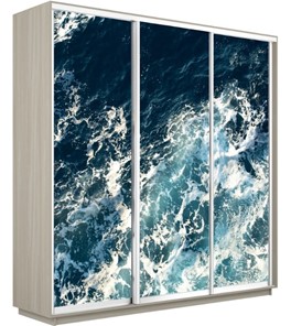 Шкаф 3-х дверный Экспресс 2400х600х2200, Морские волны/шимо светлый в Салехарде